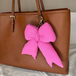 Handmade Puffy Bow charm -PINK- gold hardware
